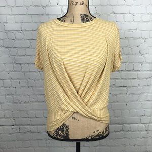 [Gaze] Yellow Striped Twist Front Top